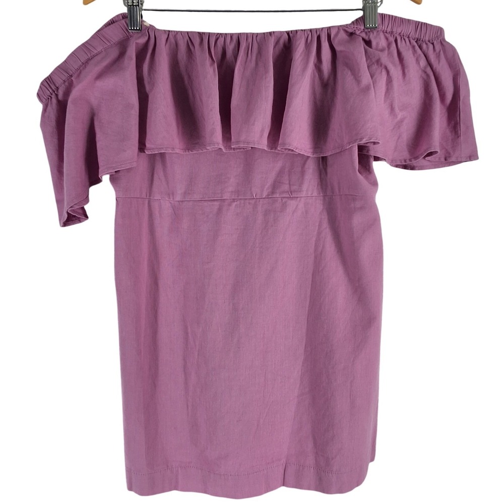 Free‎ People Plum Purple Off Shoulder Ruffle Button Boho Blouse Top Women's L
